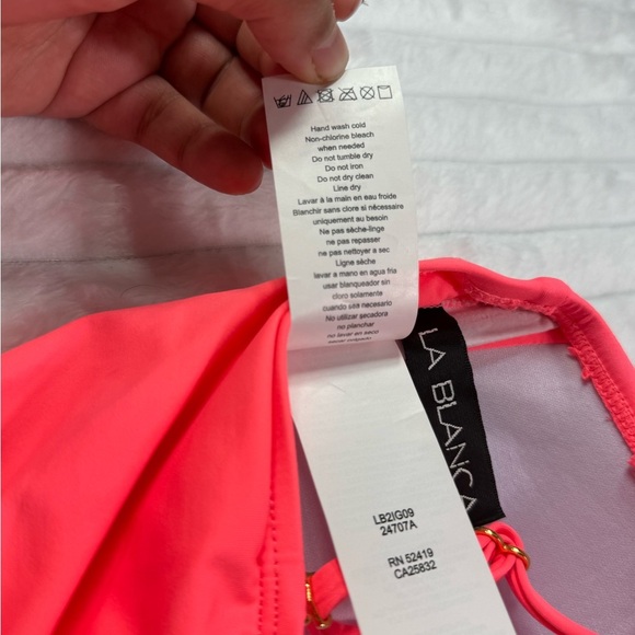 La Blanca Pink One Piece Swimsuit with Elegant Bandeau Design - Picture 10 of 11